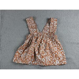 New Everlane Womens Top Small Brown Floral Print Smock Linen Sleeveless